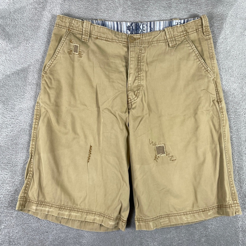 BKE Buckle Distressed Khaki Chino Shorts Mens 33 Alps Twill Casual‎ Preppy